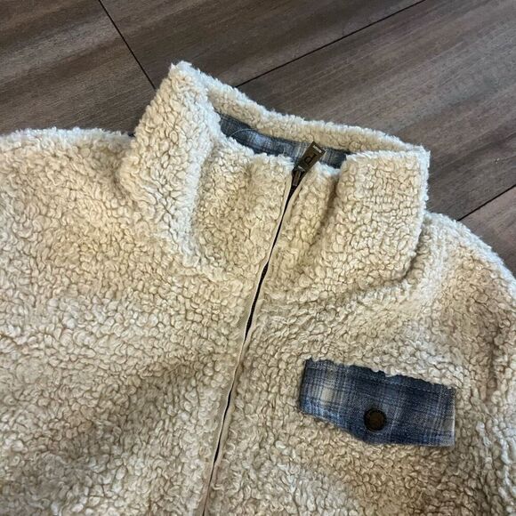 Pendleton Cream Fuzzy Sherpa Fleece Jacket Women Small - Picture 2 of 6